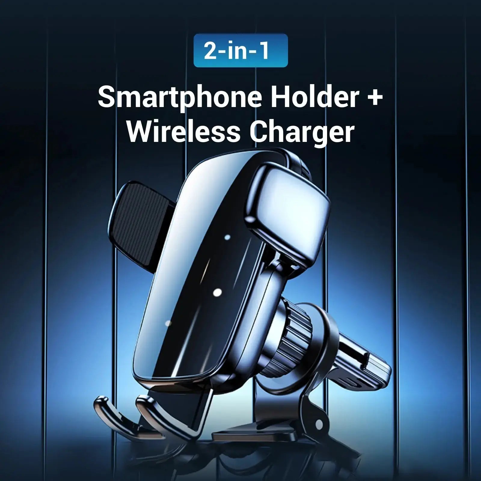2-in-1 15W Auto Clamping Wireless Car Charger and Phone Holder